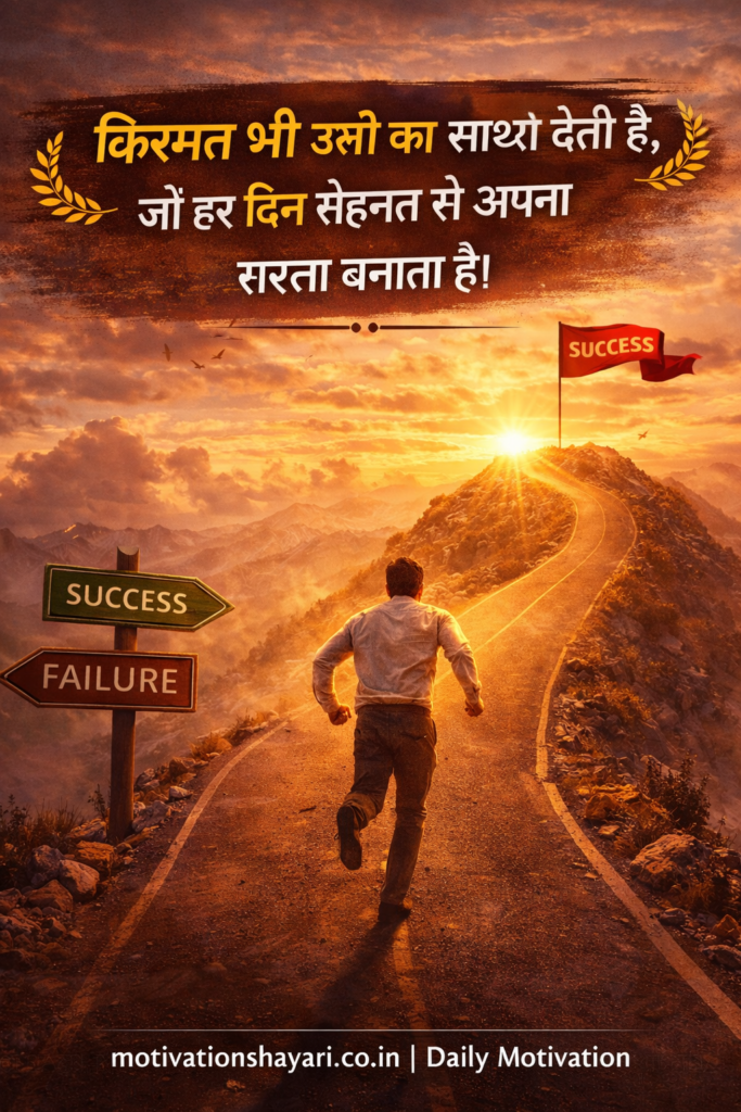 Motivational shayari 2 line for success in Hindi about hard work and achieving success