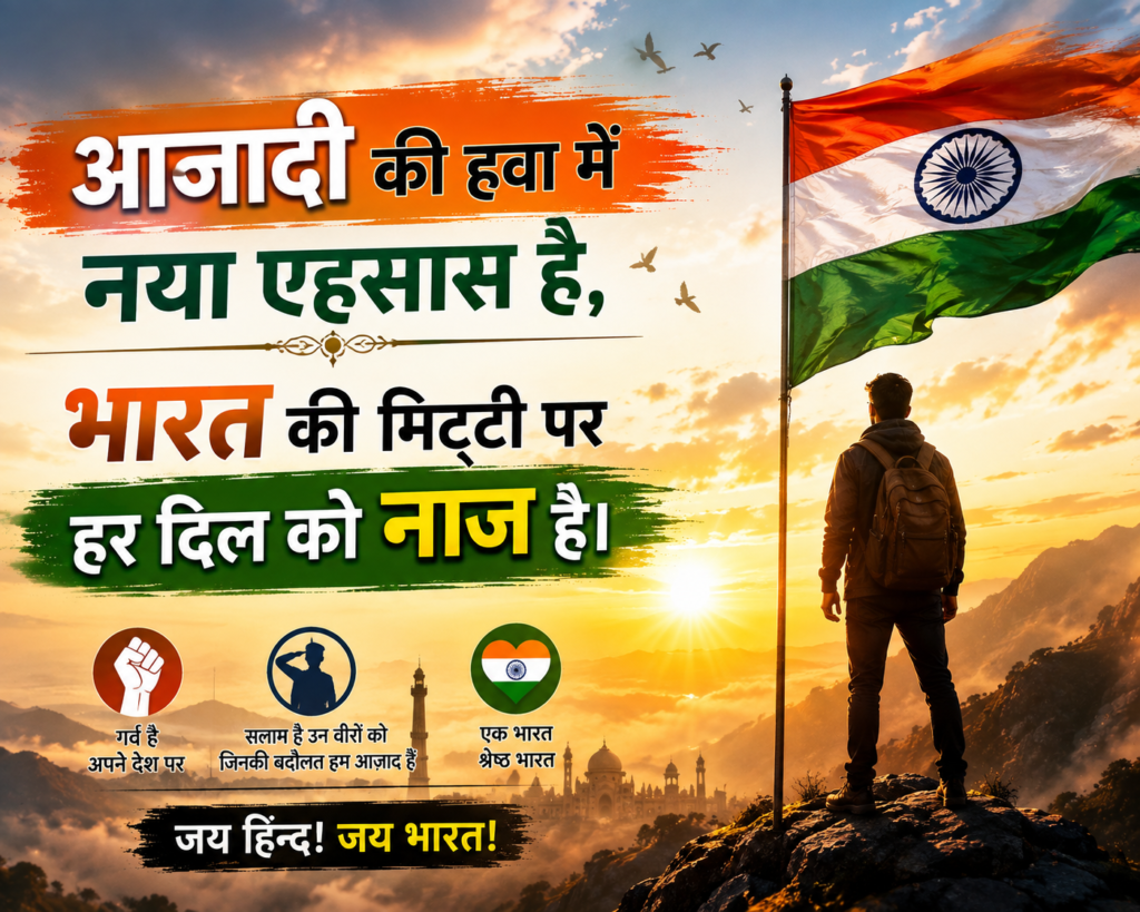 15 August Shayari in Hindi for Students आजादी के जोश से भर देने वाली शायरी