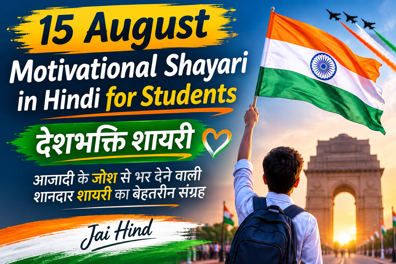 Top 59+15 August Motivational Shayari in Hindi for Students देशभक्ति शायरी |