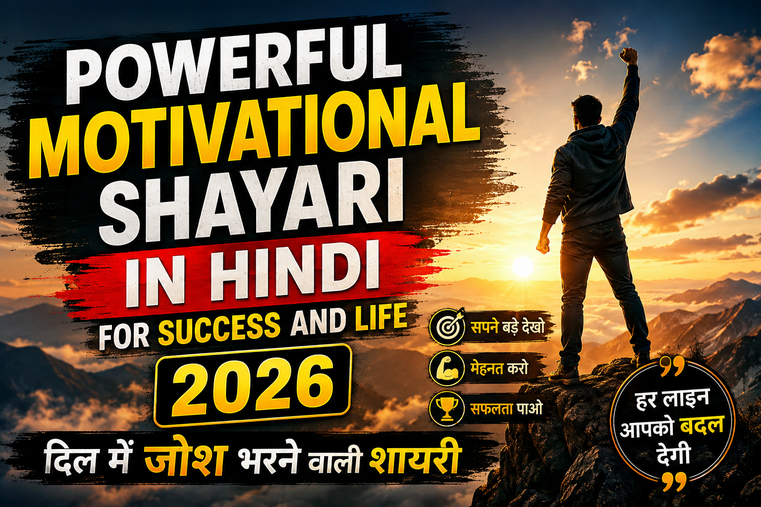 Powerful Motivational Shayari In Hindi For Success And Life 2026 | दिल में जोश भरने वाली शायरी